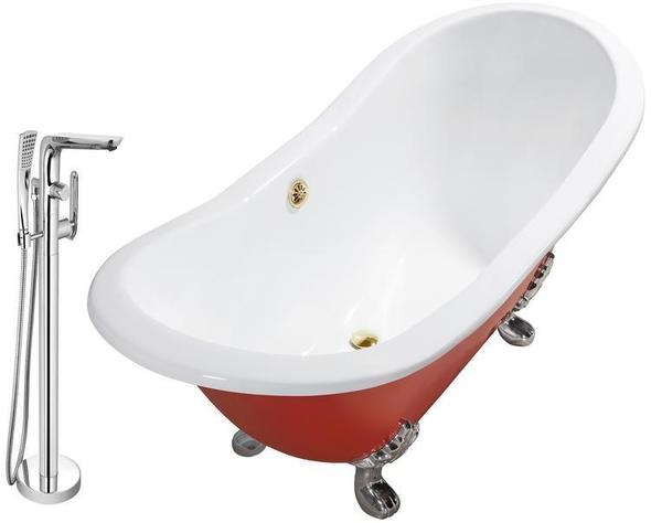 whirlpool bathtub for two Streamline Bath Set of Bathroom Tub and Faucet Red Soaking Clawfoot Tub