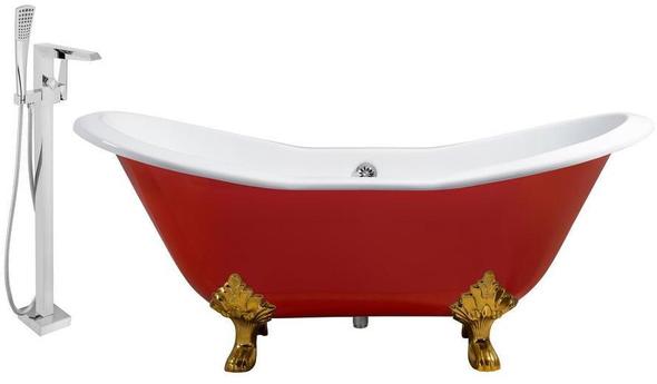 logo bath Streamline Bath Set of Bathroom Tub and Faucet Red Soaking Clawfoot Tub