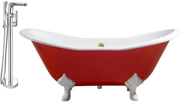 best bath tubs for soaking Streamline Bath Set of Bathroom Tub and Faucet Red Soaking Clawfoot Tub