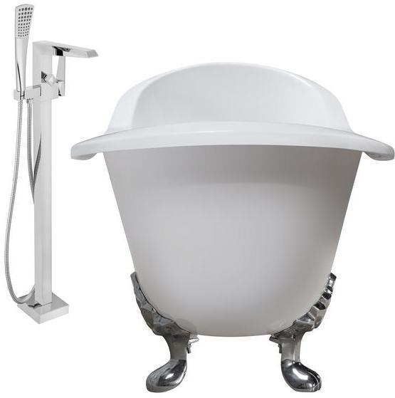 freestanding bath victorian Streamline Bath Set of Bathroom Tub and Faucet White  Soaking Clawfoot Tub