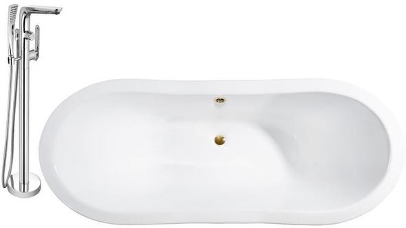 67 inch bathtub Streamline Bath Set of Bathroom Tub and Faucet White  Soaking Clawfoot Tub