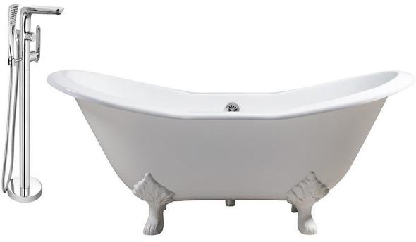 solid surface freestanding tub Streamline Bath Set of Bathroom Tub and Faucet White  Soaking Clawfoot Tub
