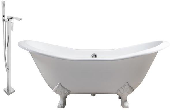 clawfoot tub for two Streamline Bath Set of Bathroom Tub and Faucet White  Soaking Clawfoot Tub