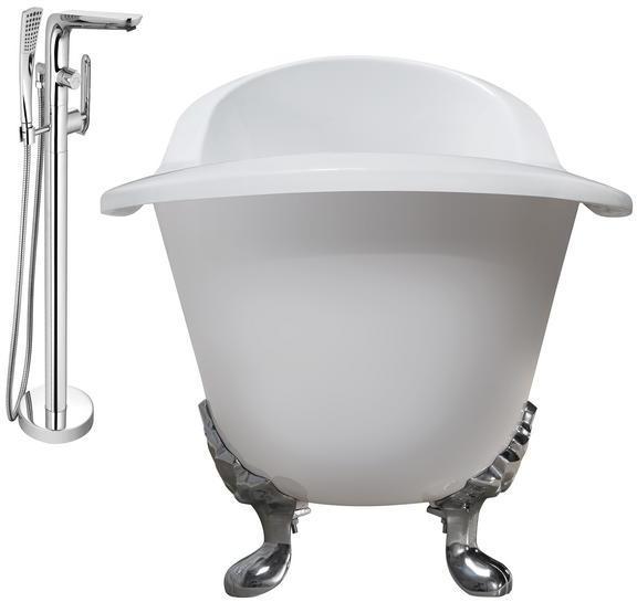 double bathtub Streamline Bath Set of Bathroom Tub and Faucet White  Soaking Clawfoot Tub