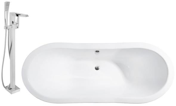 cedar wood bathtub Streamline Bath Set of Bathroom Tub and Faucet White  Soaking Clawfoot Tub