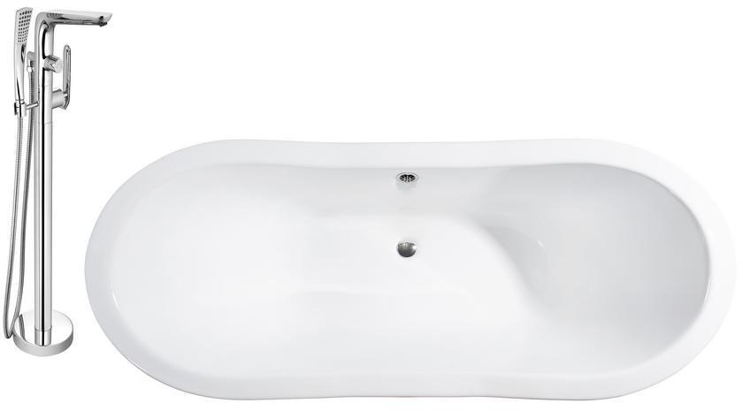 fitting bath overflow Streamline Bath Set of Bathroom Tub and Faucet White  Soaking Clawfoot Tub