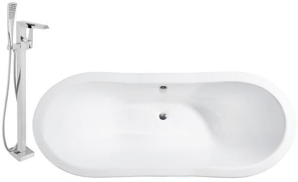 bathtub for elderly with door Streamline Bath Set of Bathroom Tub and Faucet White  Soaking Freestanding Tub