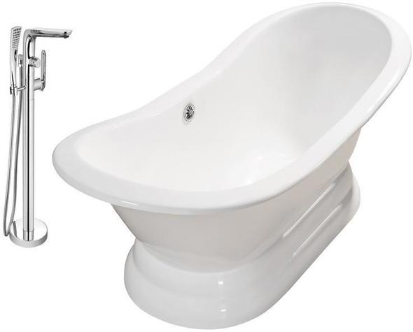 wet room bathtub Streamline Bath Set of Bathroom Tub and Faucet White  Soaking Freestanding Tub