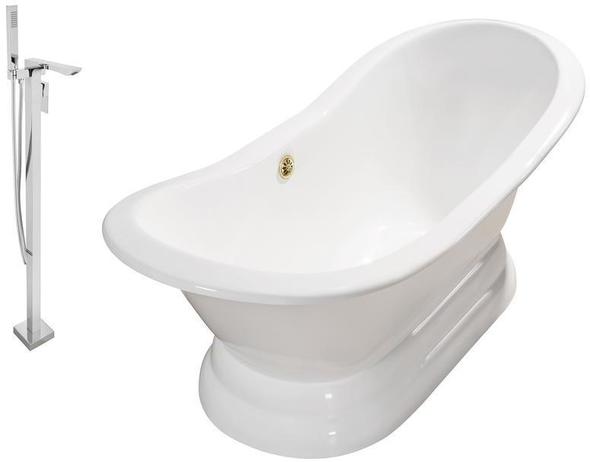 freestanding bath set Streamline Bath Set of Bathroom Tub and Faucet White  Soaking Freestanding Tub