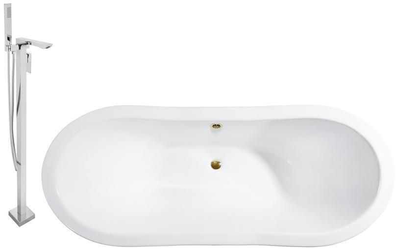 freestanding bath set Streamline Bath Set of Bathroom Tub and Faucet White  Soaking Freestanding Tub