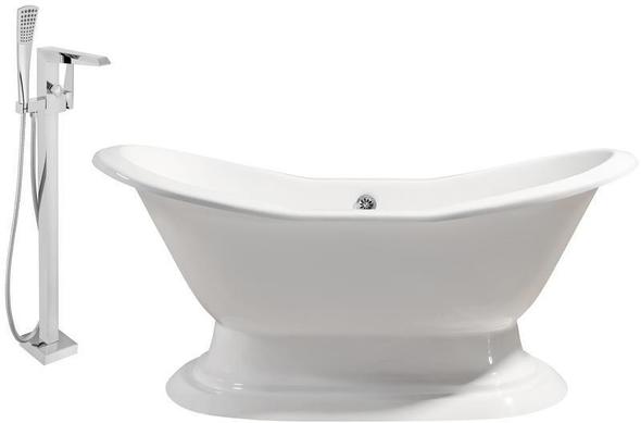 putting in a bathtub Streamline Bath Set of Bathroom Tub and Faucet White  Soaking Freestanding Tub