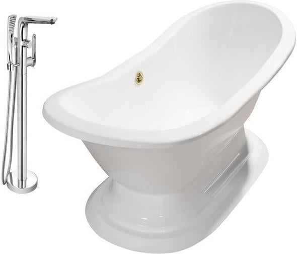 double ended bathtub Streamline Bath Set of Bathroom Tub and Faucet White  Soaking Freestanding Tub