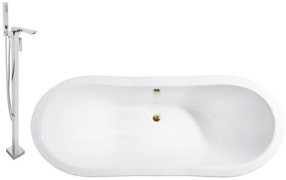 whirlpool bath plug Streamline Bath Set of Bathroom Tub and Faucet White  Soaking Freestanding Tub
