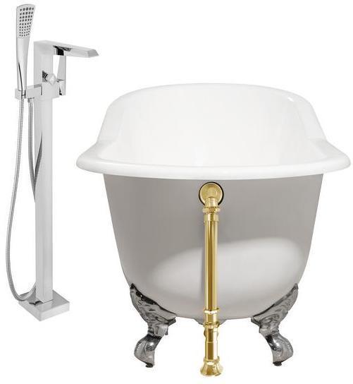 bathroom ideas with bathtub Streamline Bath Set of Bathroom Tub and Faucet White Soaking Clawfoot Tub
