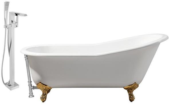 oval jetted tub Streamline Bath Set of Bathroom Tub and Faucet White Soaking Clawfoot Tub