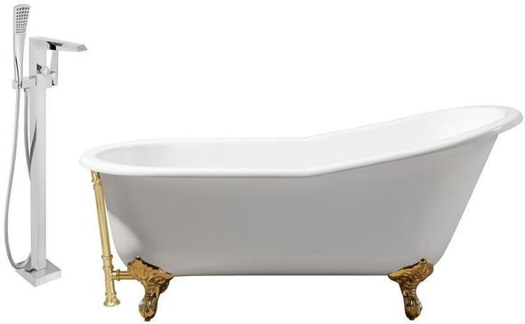 bathroom standing tub Streamline Bath Set of Bathroom Tub and Faucet White Soaking Clawfoot Tub