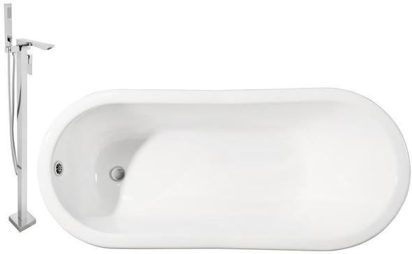 soaking tub with feet Streamline Bath Set of Bathroom Tub and Faucet White Soaking Clawfoot Tub