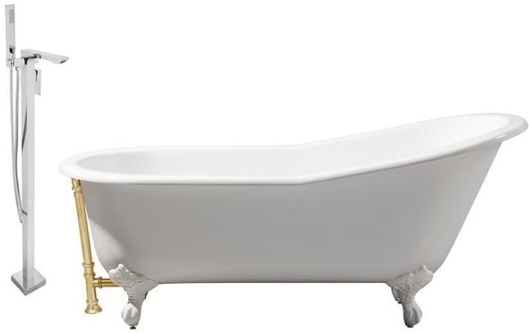 best bathtubs Streamline Bath Set of Bathroom Tub and Faucet White Soaking Clawfoot Tub