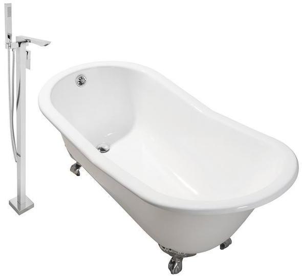 bathroom tub and shower ideas Streamline Bath Set of Bathroom Tub and Faucet White Soaking Clawfoot Tub
