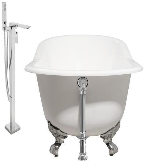 bathroom tub and shower ideas Streamline Bath Set of Bathroom Tub and Faucet White Soaking Clawfoot Tub