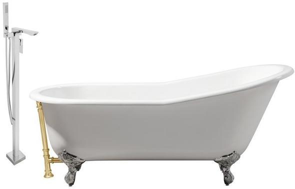 victorian clawfoot tub Streamline Bath Set of Bathroom Tub and Faucet White Soaking Clawfoot Tub