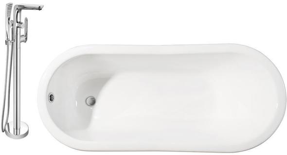 maax tubs Streamline Bath Set of Bathroom Tub and Faucet White Soaking Clawfoot Tub