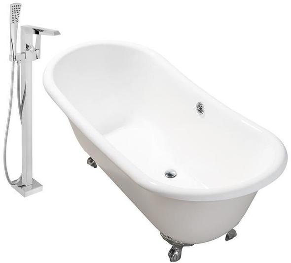 freestanding tub with whirlpool jets Streamline Bath Set of Bathroom Tub and Faucet White Soaking Clawfoot Tub