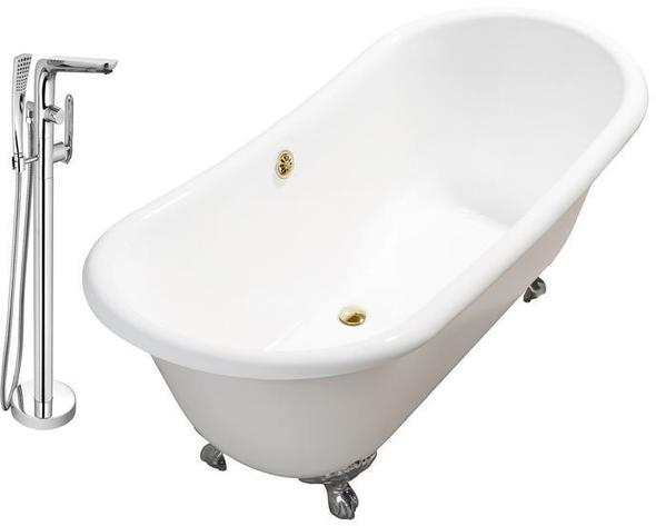 double whirlpool tub Streamline Bath Set of Bathroom Tub and Faucet White Soaking Clawfoot Tub