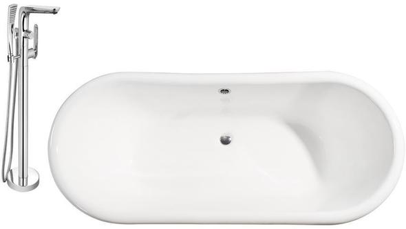 pedestal bathtub with shower Streamline Bath Set of Bathroom Tub and Faucet White Soaking Clawfoot Tub