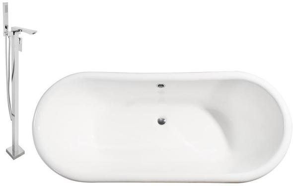 bathtub for two adults Streamline Bath Set of Bathroom Tub and Faucet White Soaking Clawfoot Tub