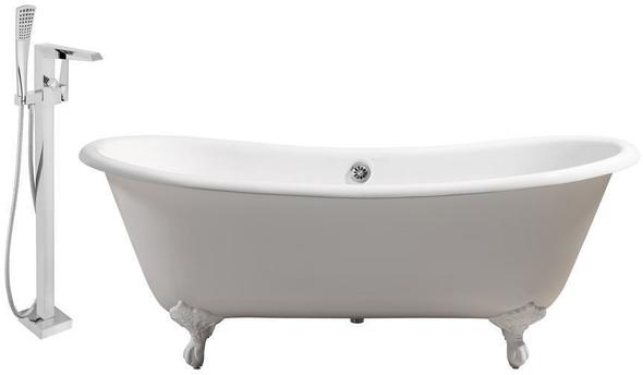 jacuzzi bath set Streamline Bath Set of Bathroom Tub and Faucet White Soaking Clawfoot Tub