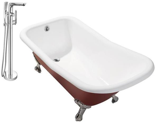 jacuzzi ideas in bathroom Streamline Bath Set of Bathroom Tub and Faucet Red Soaking Clawfoot Tub