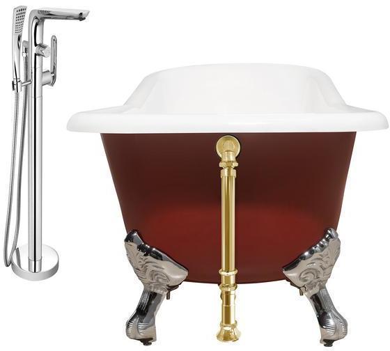 best bathtub drain stopper Streamline Bath Set of Bathroom Tub and Faucet Red Soaking Clawfoot Tub
