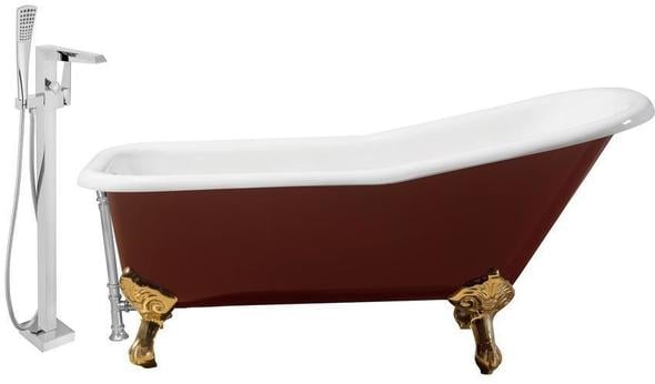 tub doors near me Streamline Bath Set of Bathroom Tub and Faucet Red Soaking Clawfoot Tub
