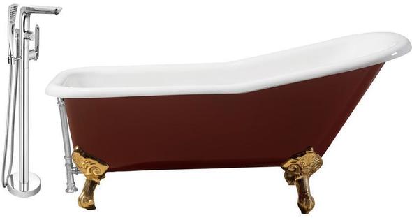 old fashioned tub shower kit Streamline Bath Set of Bathroom Tub and Faucet Red Soaking Clawfoot Tub