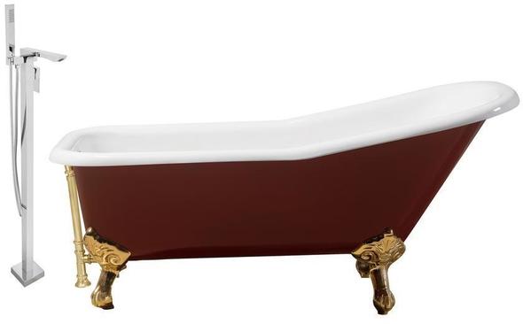 whirlpool bath shop Streamline Bath Set of Bathroom Tub and Faucet Red Soaking Clawfoot Tub