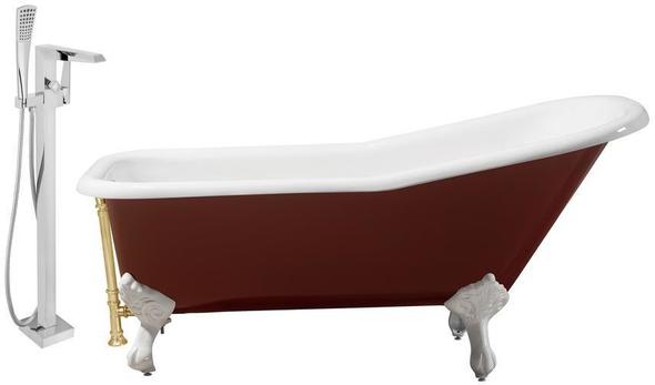 stand alone tub ideas Streamline Bath Set of Bathroom Tub and Faucet Red Soaking Clawfoot Tub