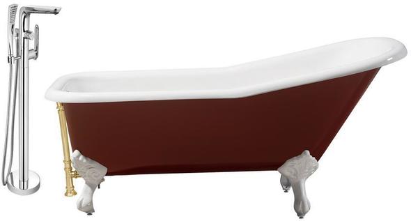 tub over tub installation Streamline Bath Set of Bathroom Tub and Faucet Red Soaking Clawfoot Tub