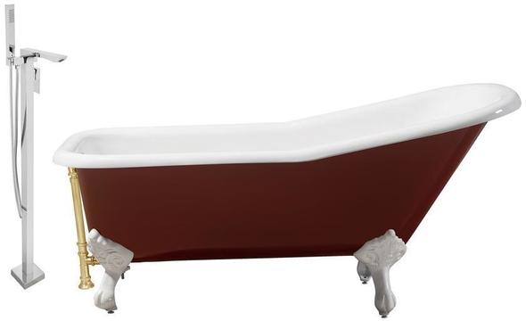 bathroom tub decorating ideas Streamline Bath Set of Bathroom Tub and Faucet Red Soaking Clawfoot Tub
