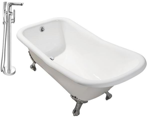 oval freestanding tub Streamline Bath Set of Bathroom Tub and Faucet White Soaking Clawfoot Tub