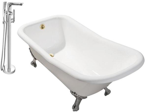 freestanding bathtub brands Streamline Bath Set of Bathroom Tub and Faucet White Soaking Clawfoot Tub
