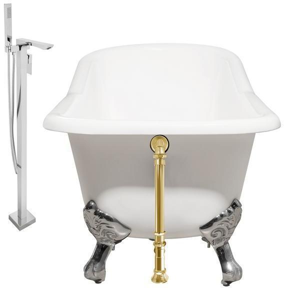 bathroom soaking tub ideas Streamline Bath Set of Bathroom Tub and Faucet White Soaking Clawfoot Tub