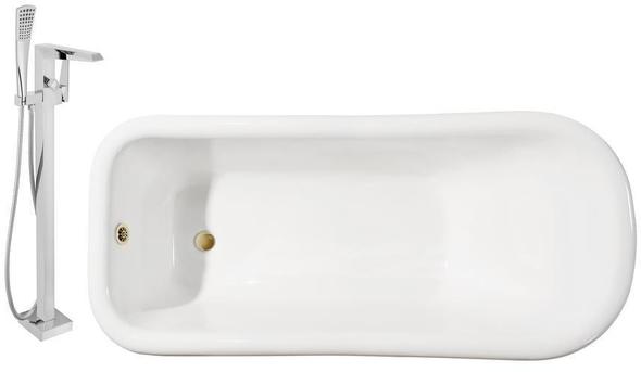 base freestanding bath Streamline Bath Set of Bathroom Tub and Faucet White Soaking Clawfoot Tub