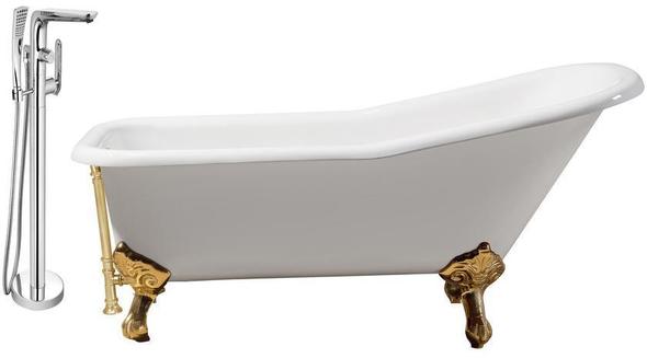 59 inch bathtub Streamline Bath Set of Bathroom Tub and Faucet White Soaking Clawfoot Tub