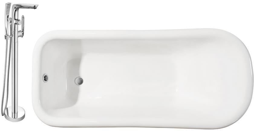 solid wood bathtub Streamline Bath Set of Bathroom Tub and Faucet White Soaking Clawfoot Tub