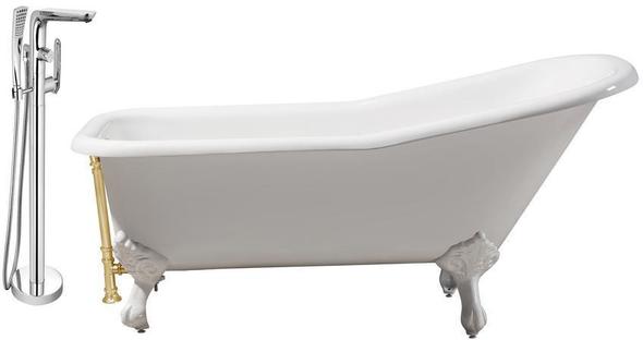 solid surface freestanding bath Streamline Bath Set of Bathroom Tub and Faucet White Soaking Clawfoot Tub