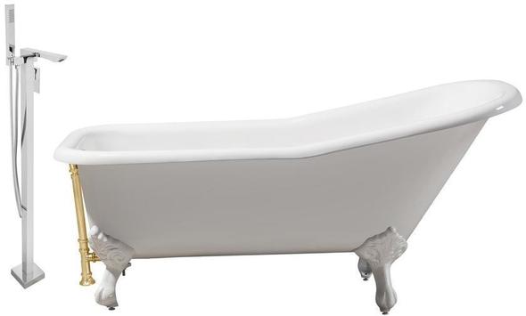 freestanding roll top bath Streamline Bath Set of Bathroom Tub and Faucet White Soaking Clawfoot Tub
