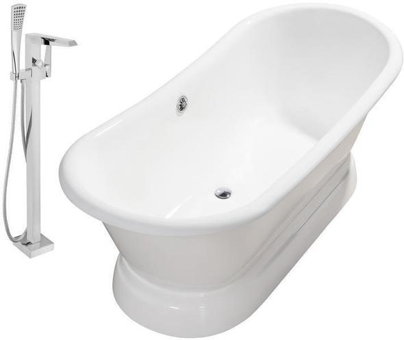 70 free standing tub Streamline Bath Set of Bathroom Tub and Faucet White Soaking Freestanding Tub