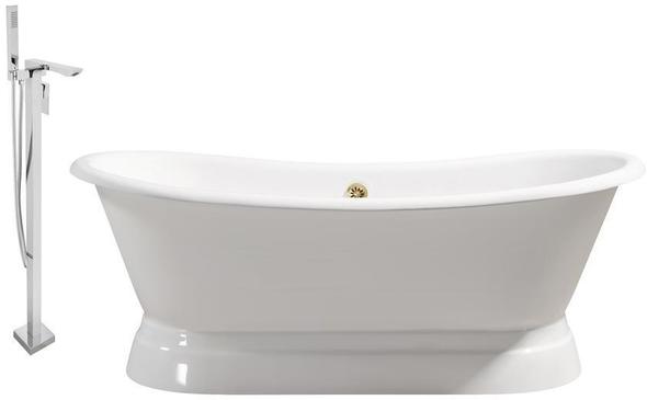 single jacuzzi bathtub Streamline Bath Set of Bathroom Tub and Faucet White Soaking Freestanding Tub
