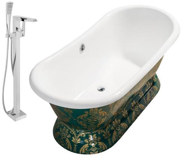bathtub drain filter Streamline Bath Set of Bathroom Tub and Faucet Green, Gold Soaking Freestanding Tub